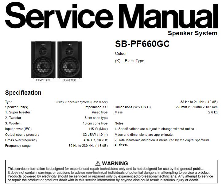 Panasonic sb pf660gc specifications