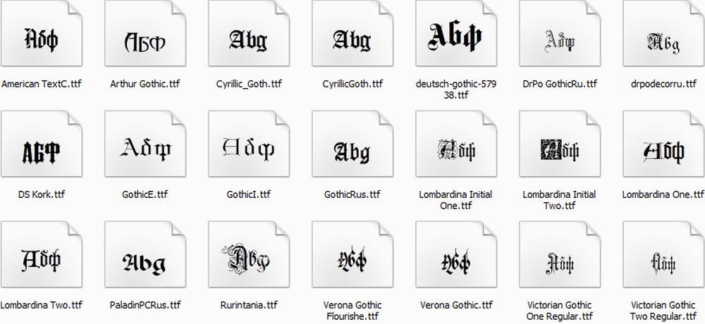 russian Gothic fonts